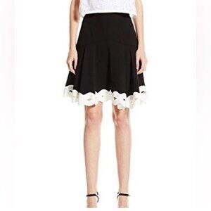 Jonathan Simkhai A-line Skirt Size 4 Black Embroidered Trim Work Office Career